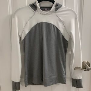 Athleta girl white/gray long sleeve shirt M/8-10